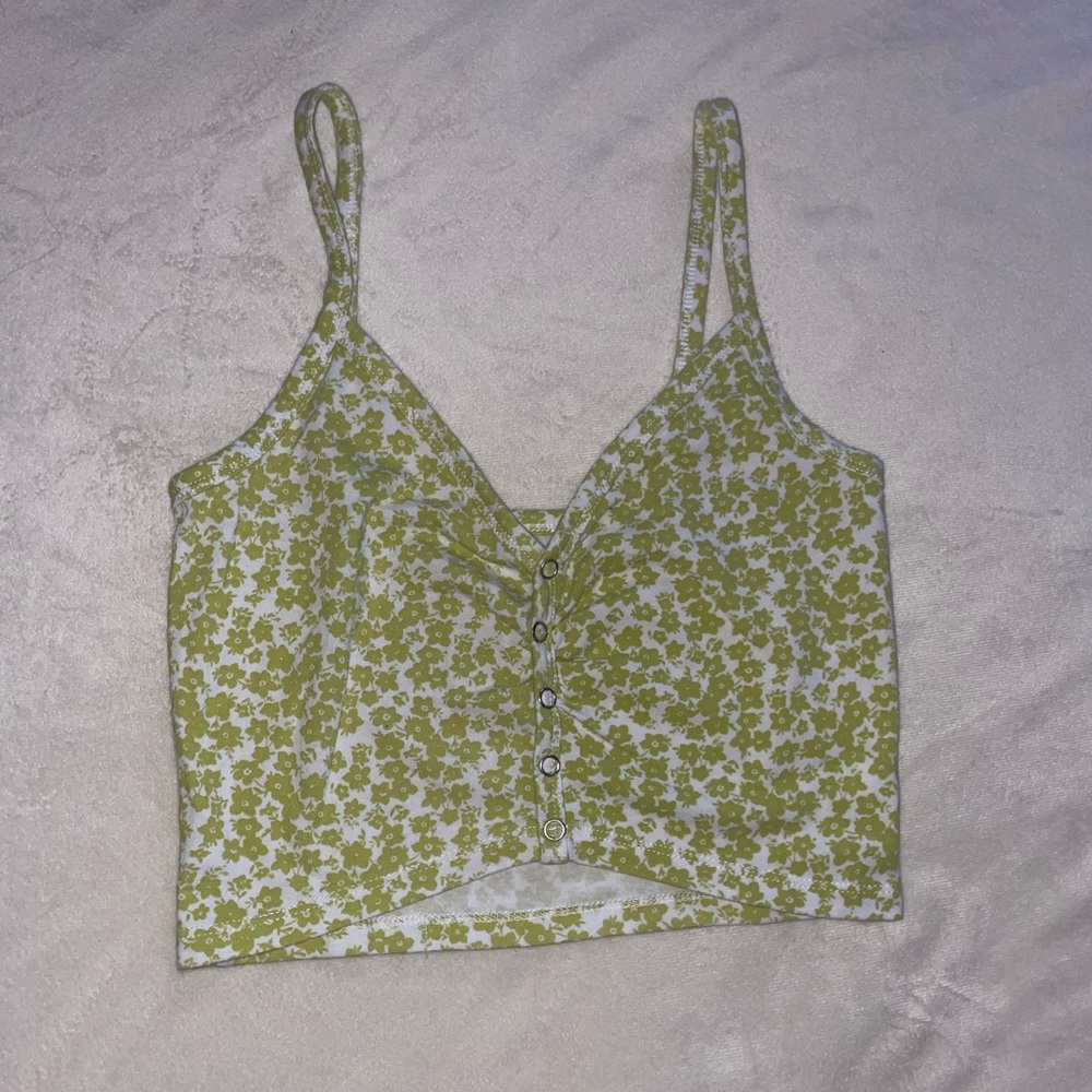 Pacsun tank top - green floral print - size XS
